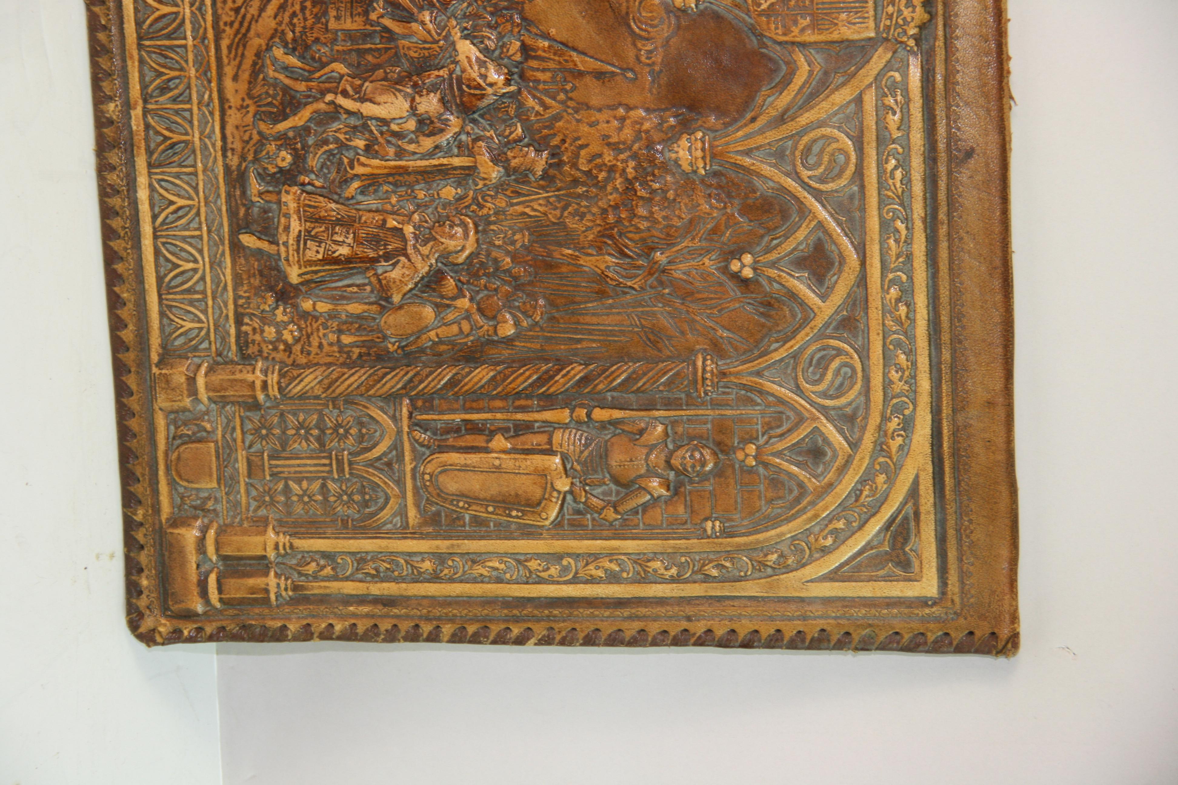 Antique English Embossed Leather Blotter Pad For Sale 2