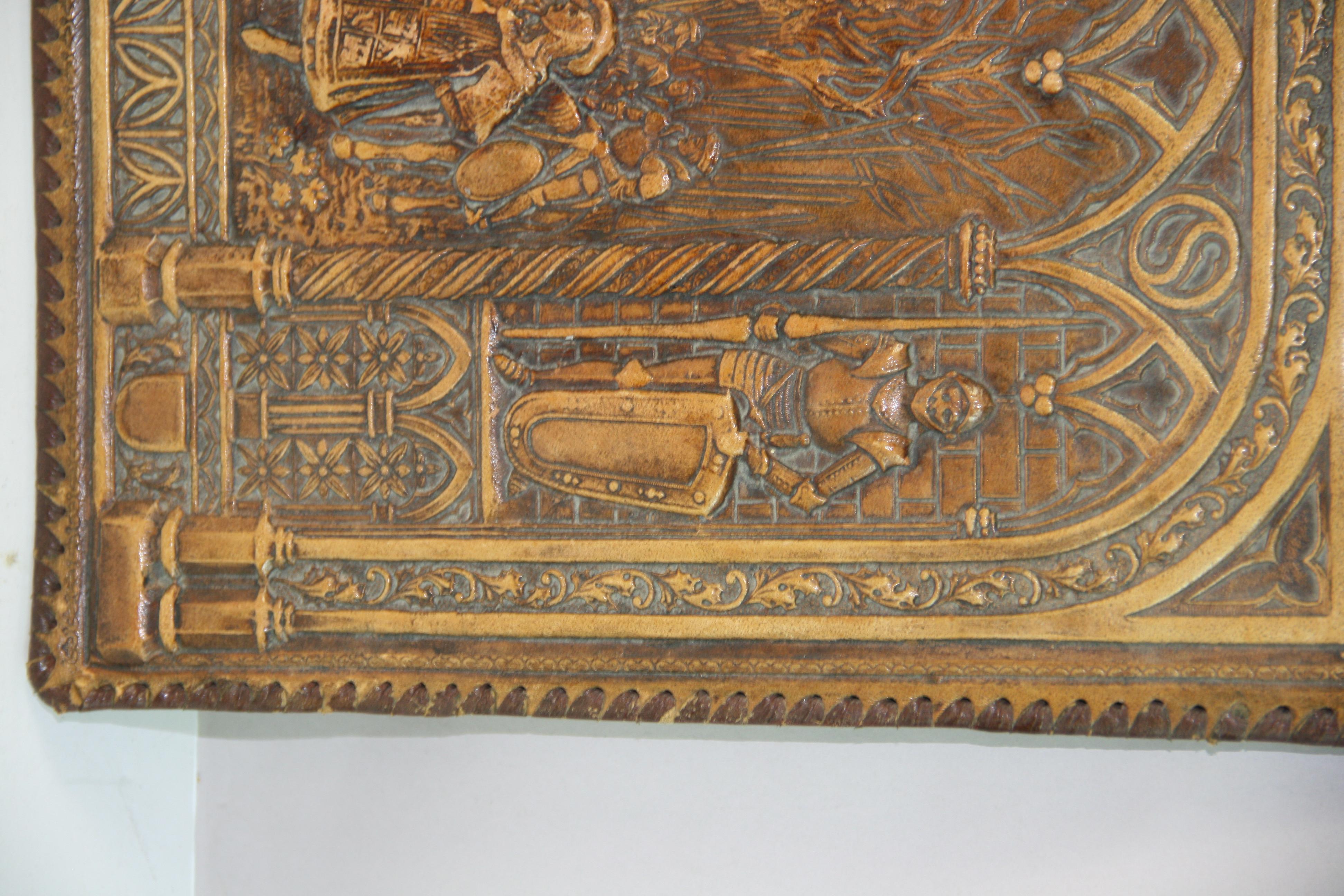 Antique English Embossed Leather Blotter Pad For Sale 3