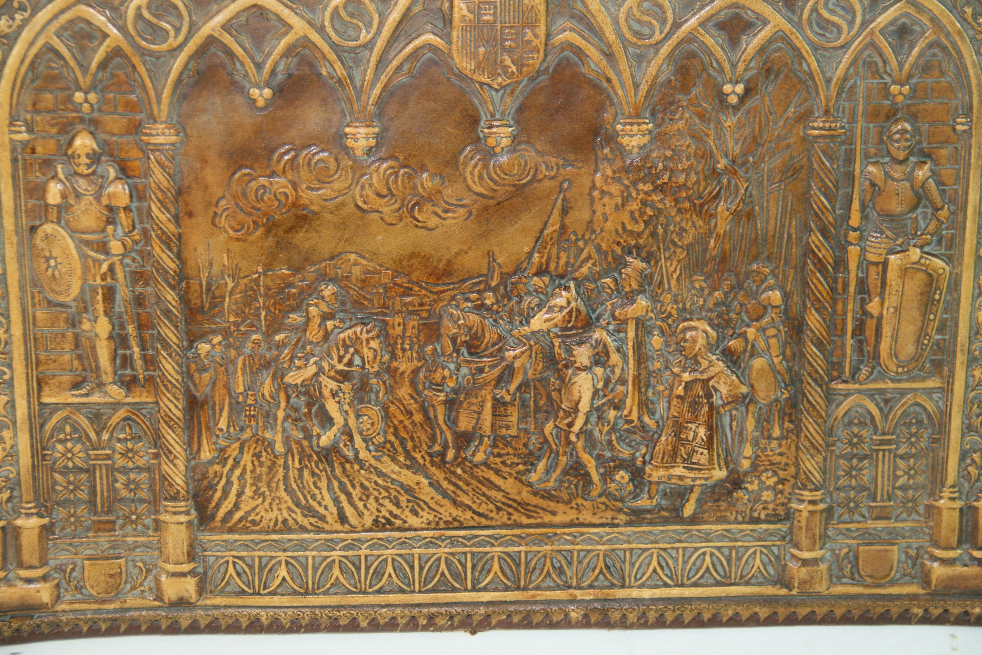 Antique English Embossed Leather Blotter Pad For Sale 5