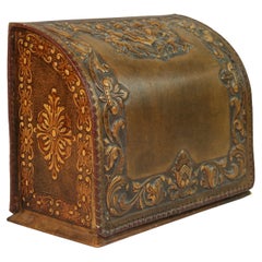 Antique English Embossed Leather letter/Bill Holder