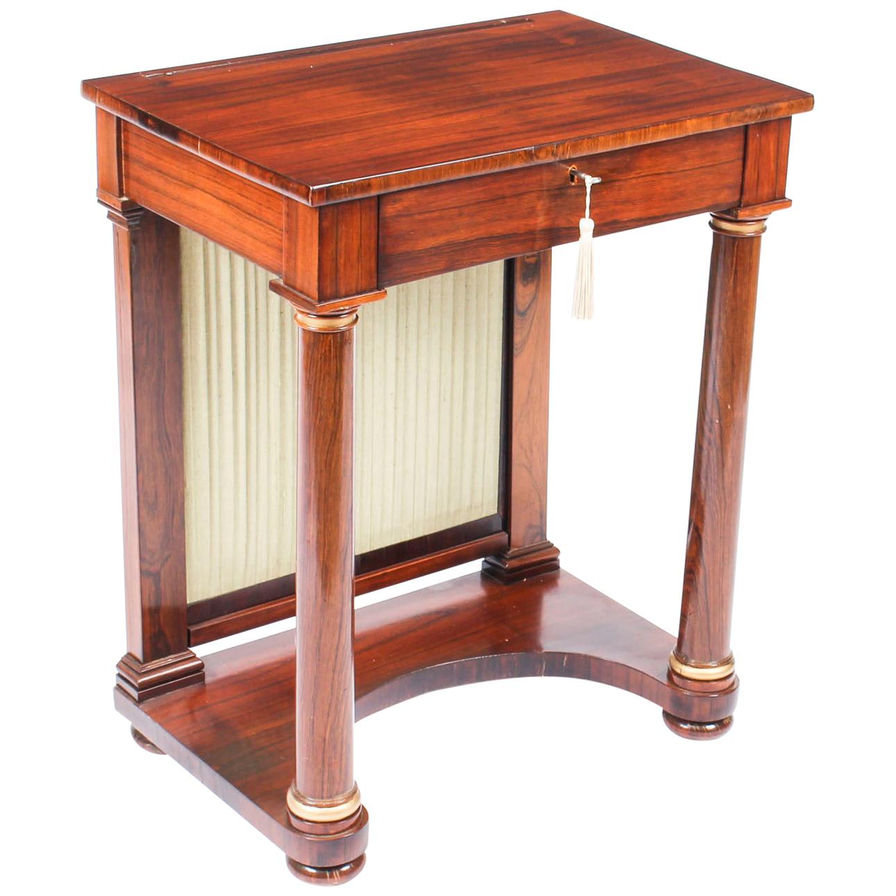 Antique English Empire Console Writing Side Table, 19th Century For Sale