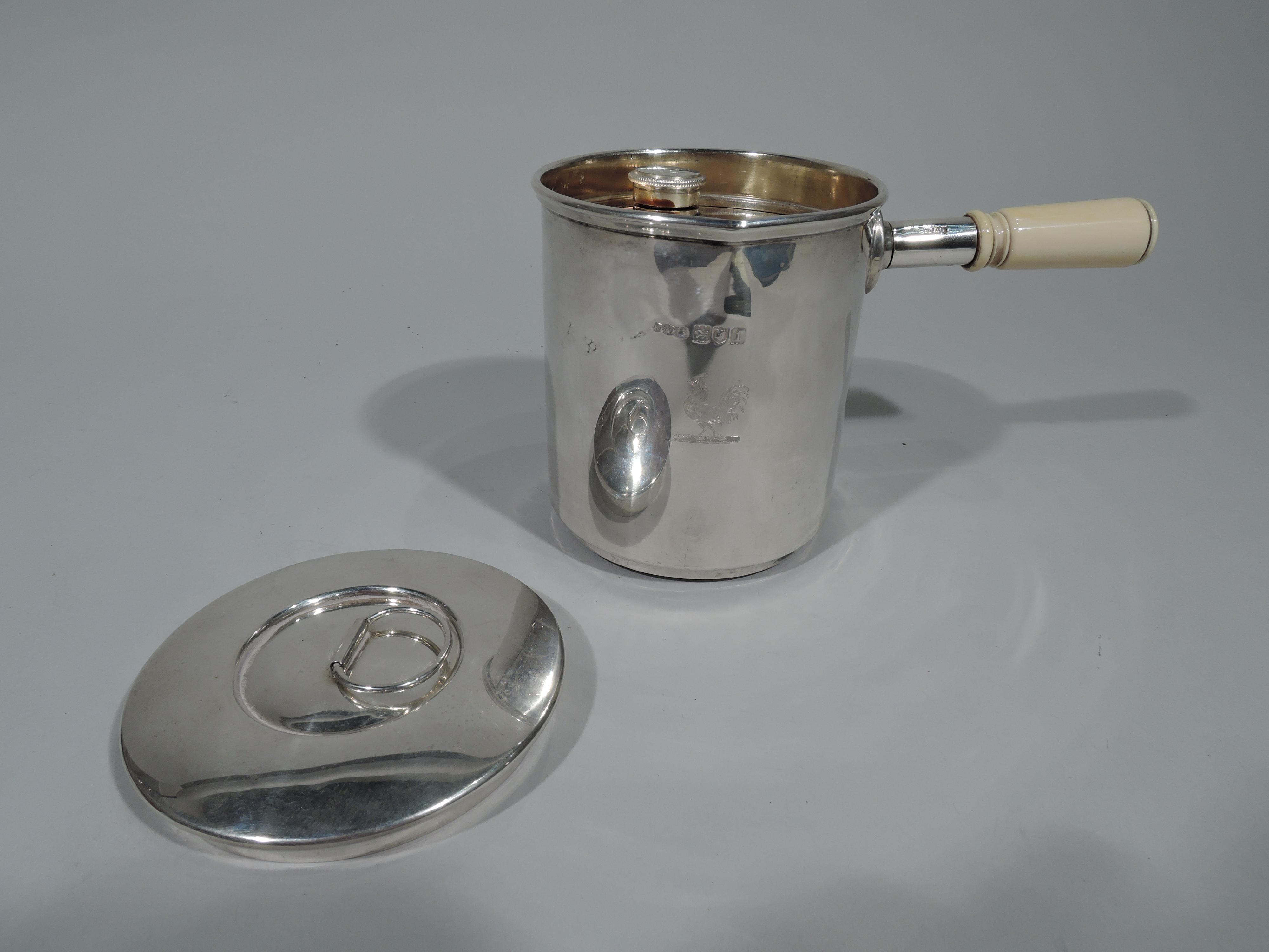 Early 20th Century Antique English Empire-Era Sterling Silver Portable Water Pot in Leather Case