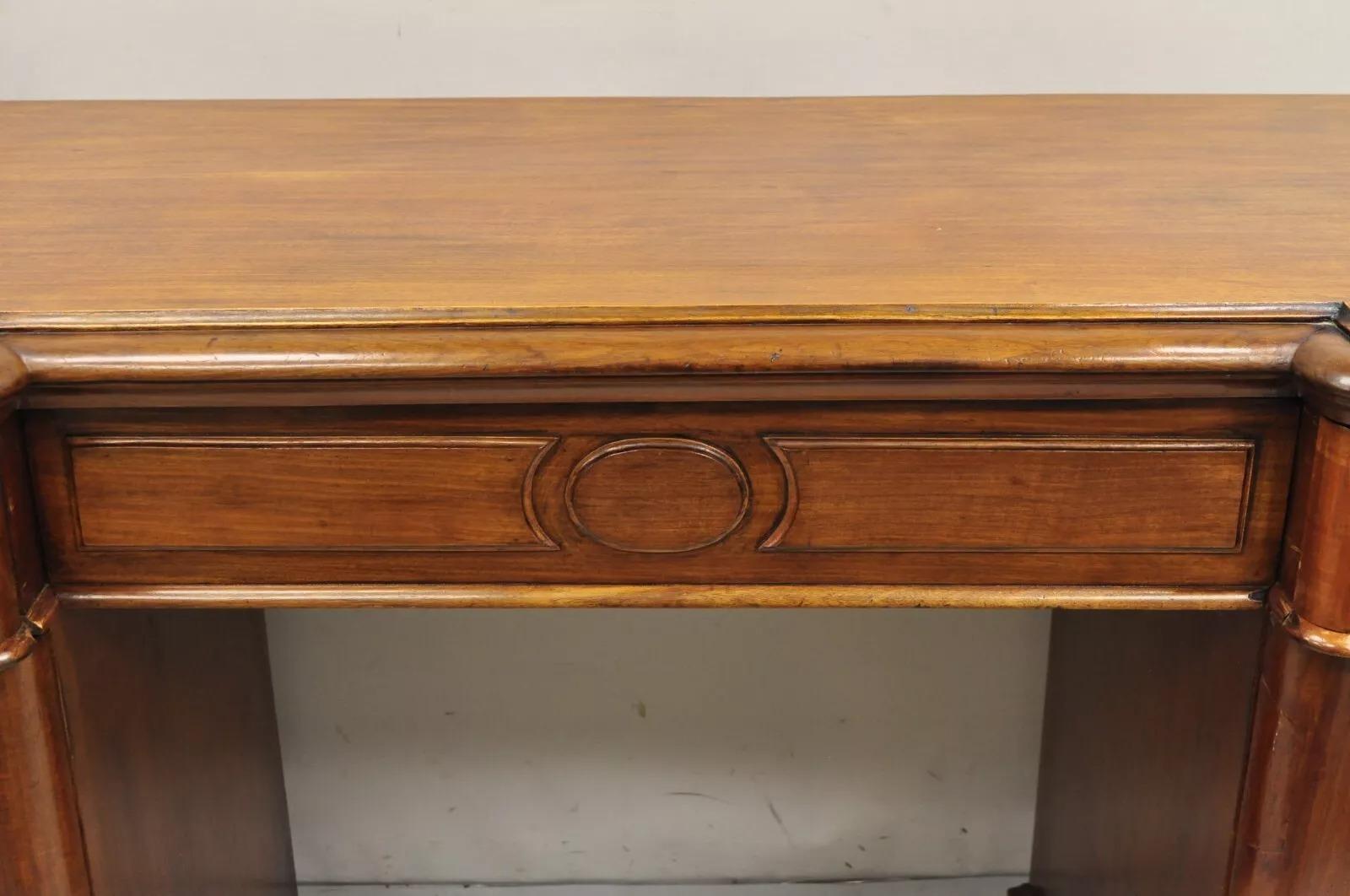 Antica credenza inglese Impero in mogano con piedistallo in 3 parti, buffet con cassetti in vendita 4