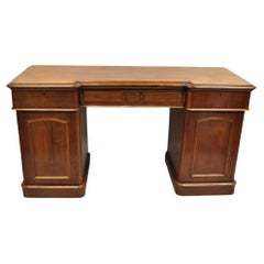 Antique English Empire Mahogany 3 Part Pedestal Sideboard Buffet With Drawers