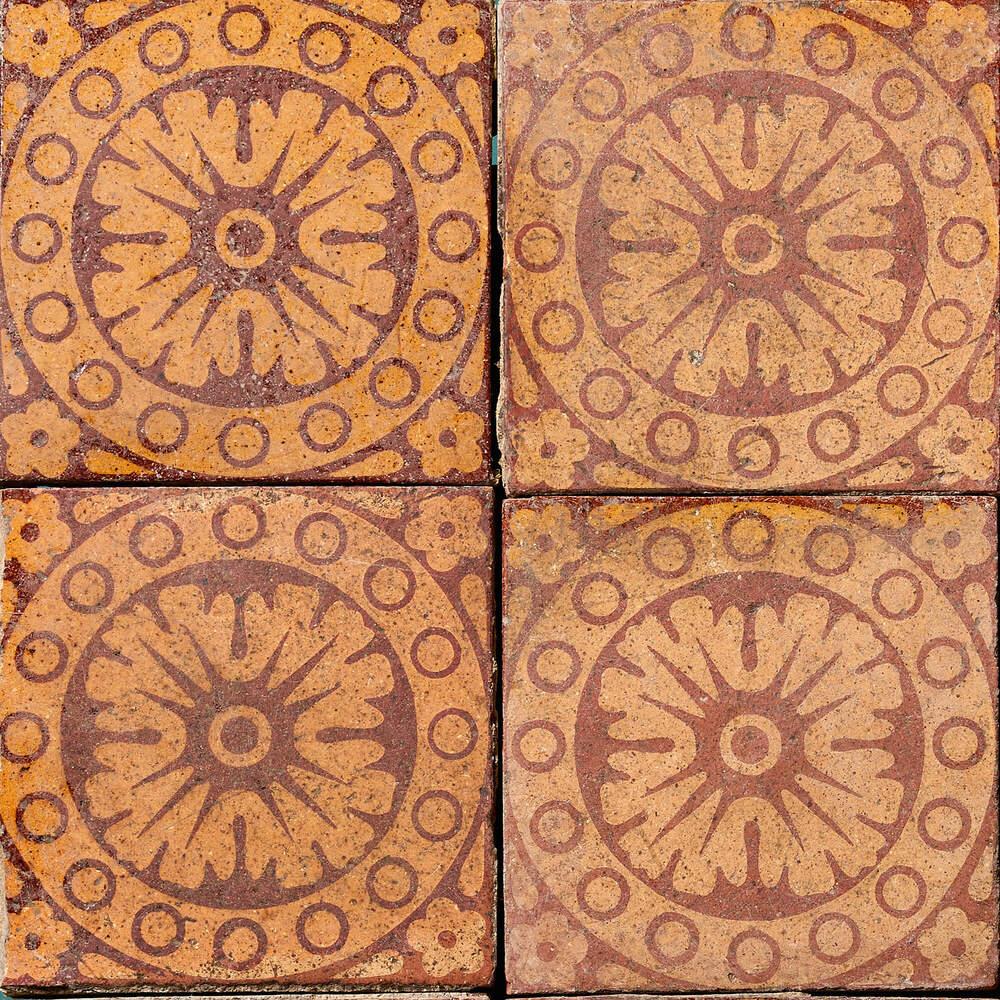 Victorian Antique English Encaustic Tiles by W. Godwin of Lugwardine