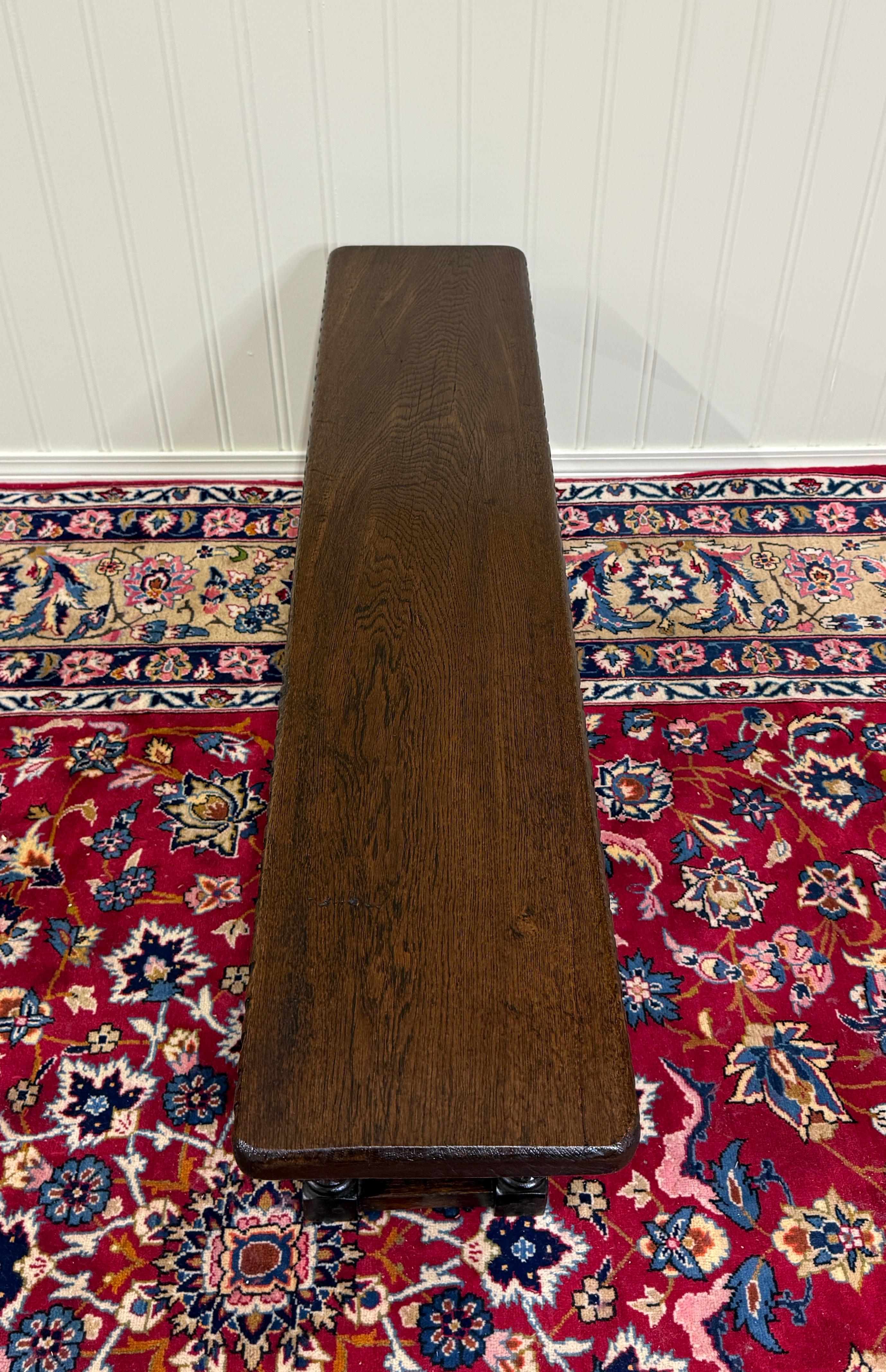 Antique English End-of-Bed Bench Window Seat Settee Carved Oak c. 1900 en vente 10