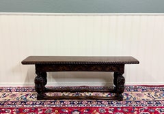 Antique English End-of-Bed Bench Window Seat Settee Carved Oak c. 1900