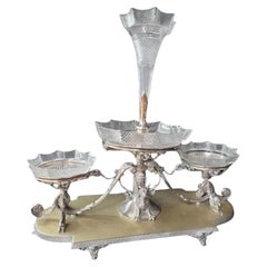 Antique English Epergne Corbel & CO . Silver Plate Center Piece