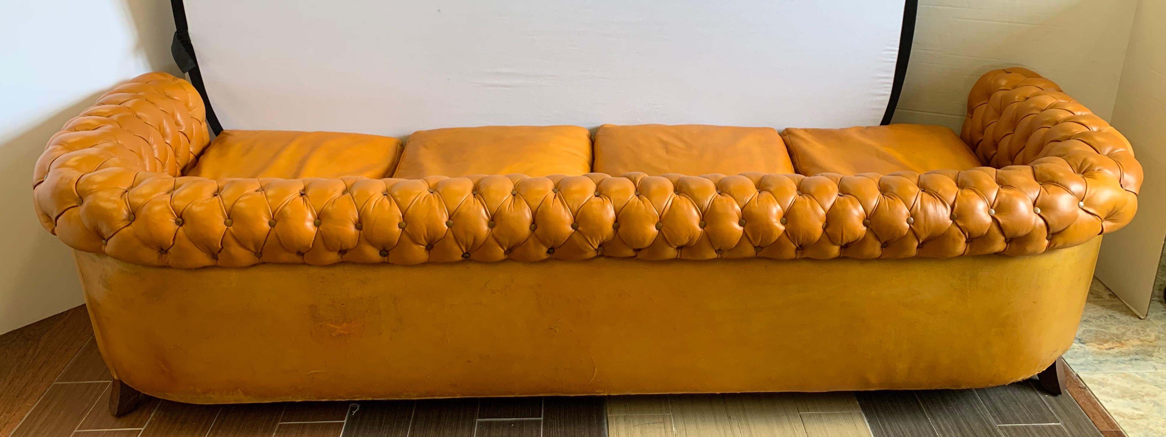 Extra Large English Leather Tufted Chesterfield Sofa 2