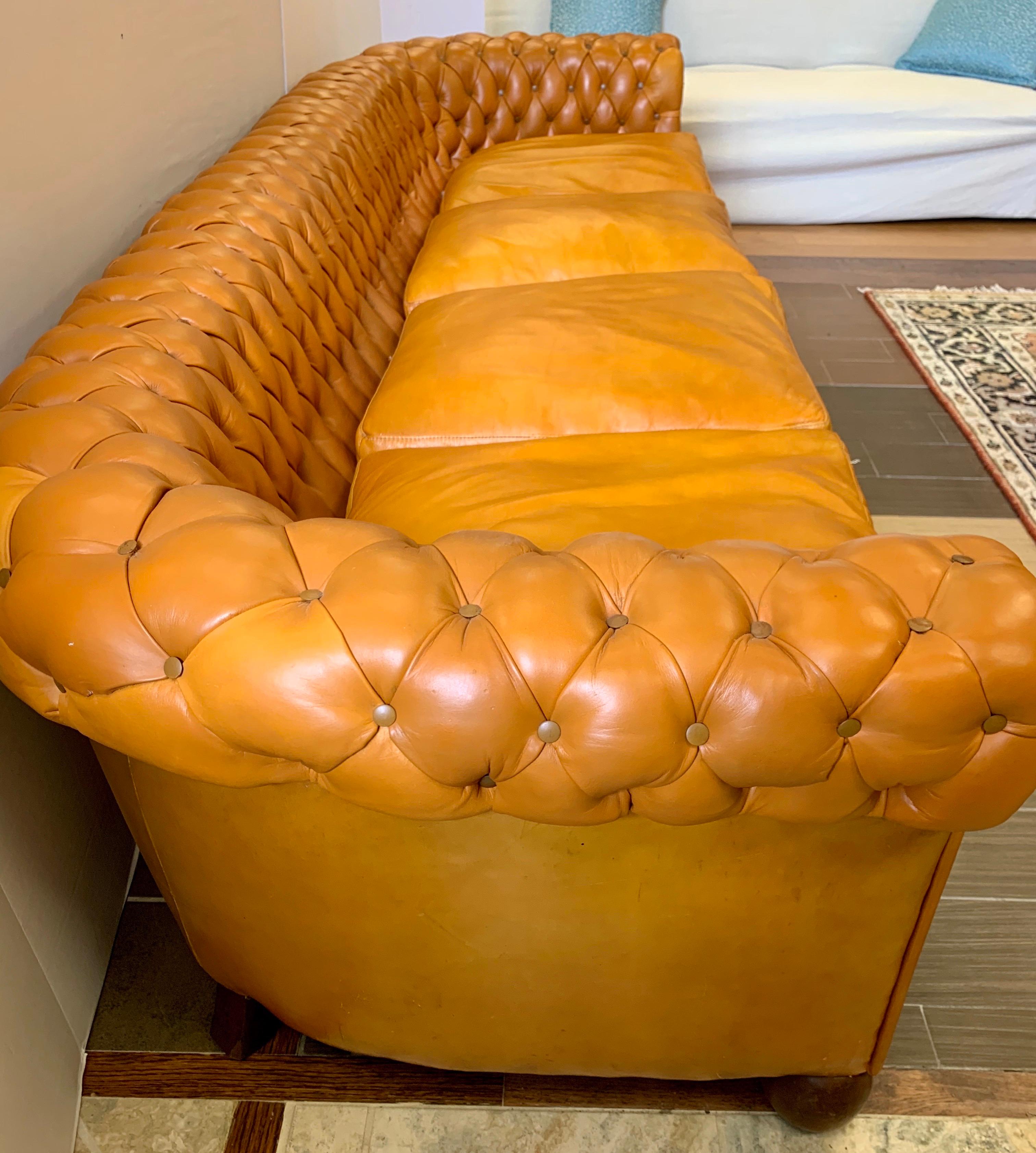 Extra Large English Leather Tufted Chesterfield Sofa 1