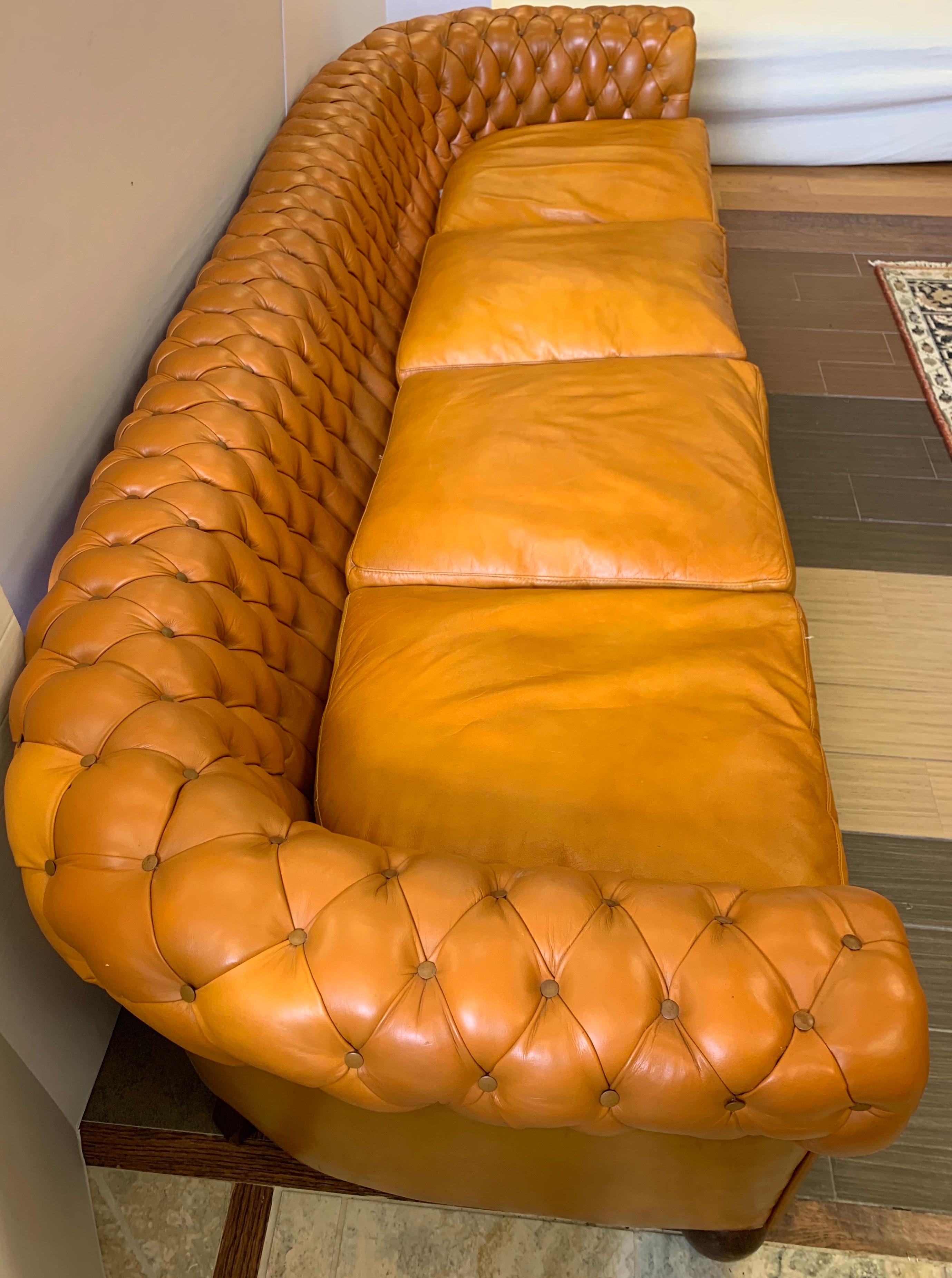 Extra Large English Leather Tufted Chesterfield Sofa 1
