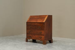 Antique English Fall Front Secretary Desk in Oak