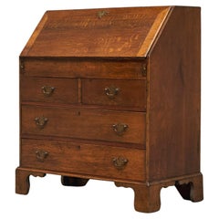 Antique English Fall Front Secretary Desk in Oak