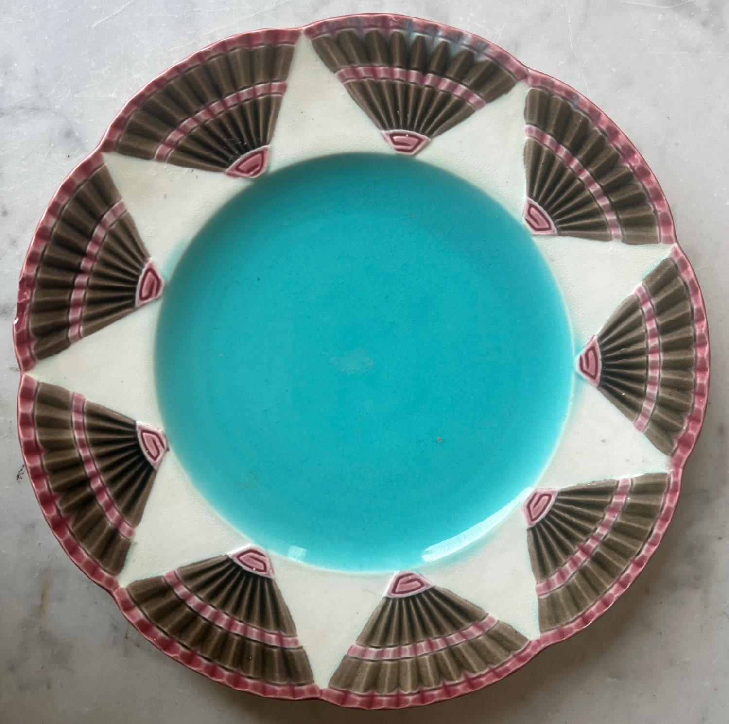 19th Century Antique English Fan Pattern Plate by Wedgwood For Sale
