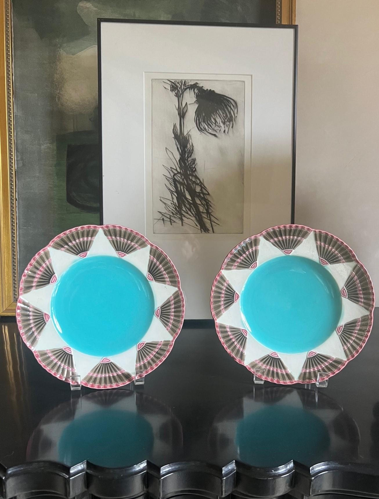 XIXe siècle Assiette anglaise ancienne à motif d'éventail par Wedgwood en vente