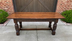 Antique English Farm Table Dining Library Table Desk Farmhouse Oak 19th C