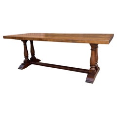 Ancienne table de ferme anglaise à manger table de bibliothèque table de bureau en chêne de ferme 222,5 cm