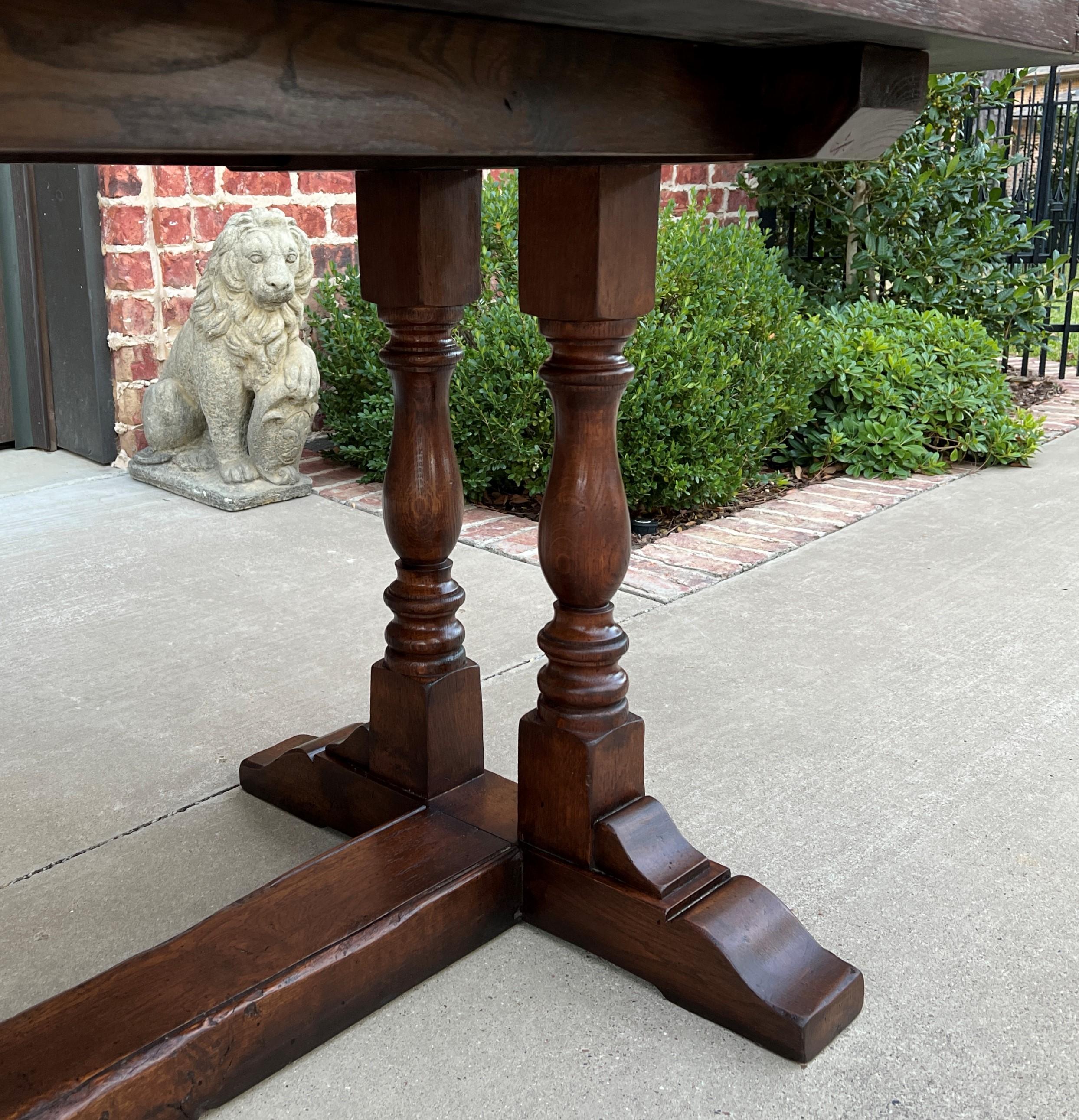 Antique English Farm Table Dining Library Table Desk Farmhouse Oak 19th C 7