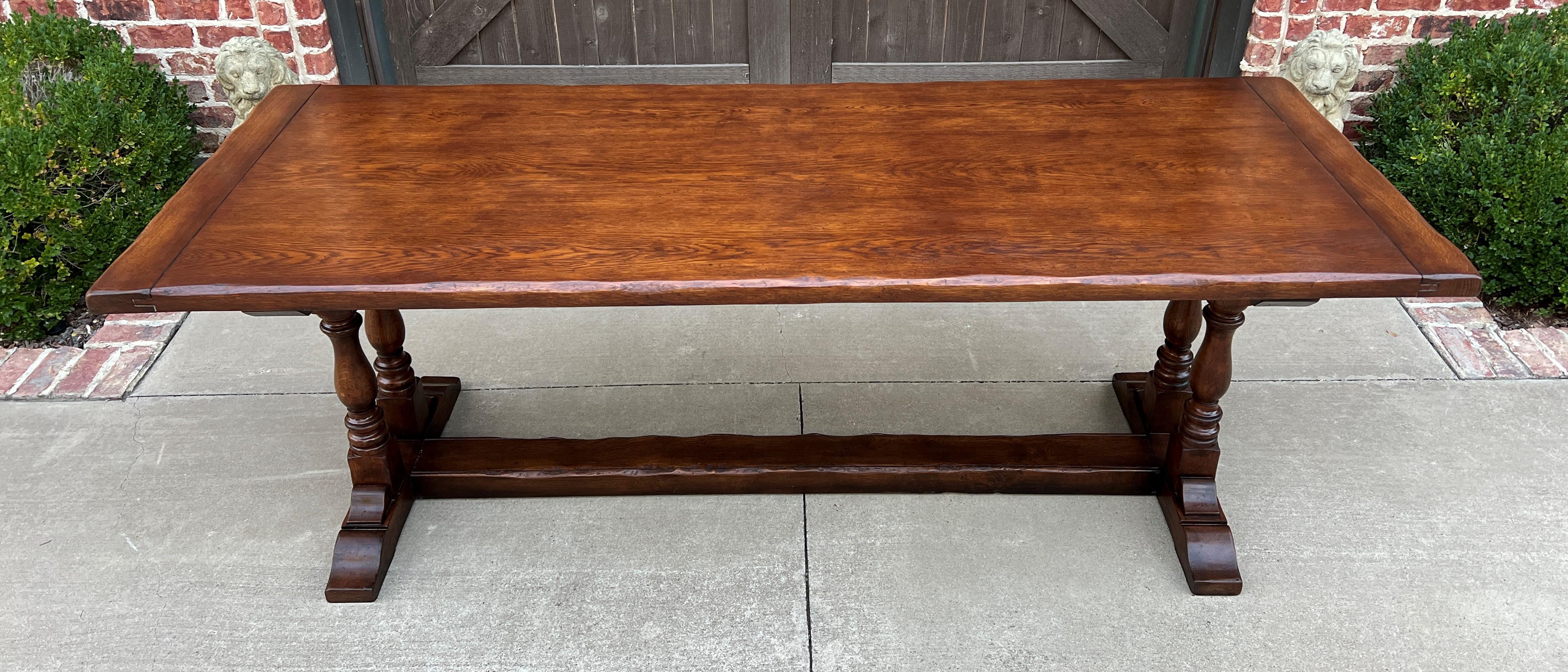 French Provincial Antique English Farm Table Dining Library Table Desk Farmhouse Oak 19th C