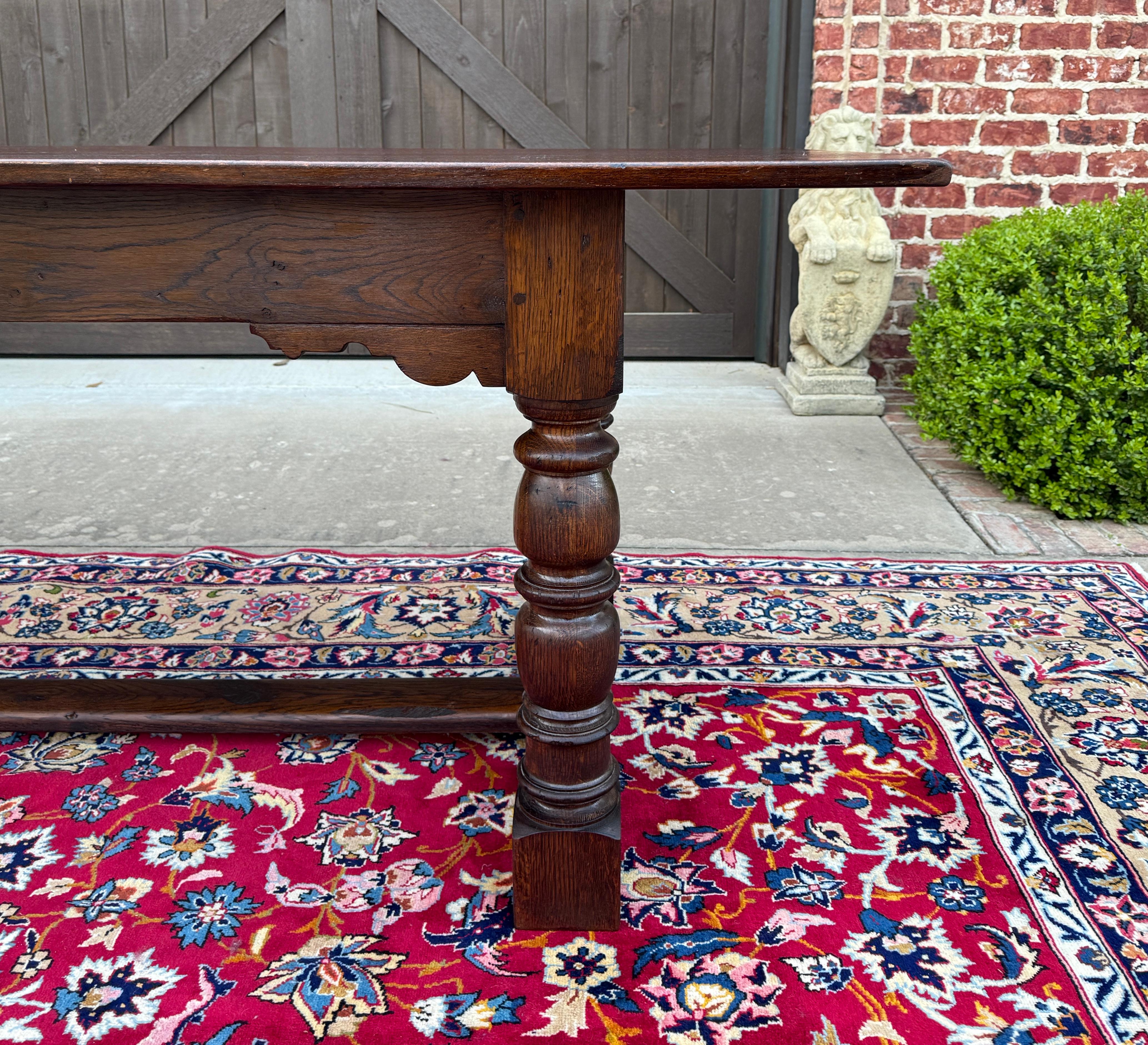 Antique English Farm Table Dining Table Farmhouse Turned Post Legs Oak 1920s-30s 3