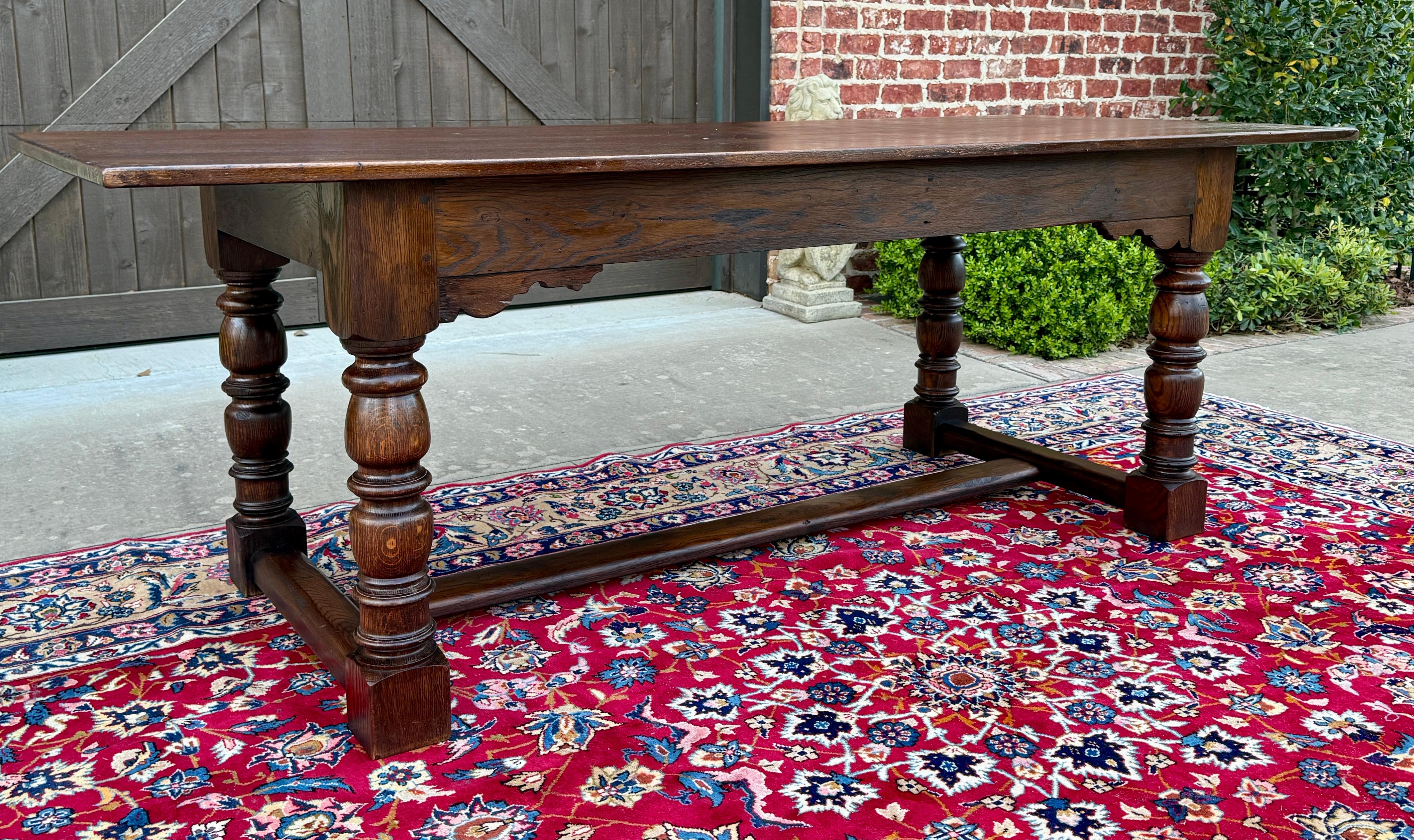Antique English Farm Table Dining Table Farmhouse Turned Post Legs Oak 1920s-30s 5