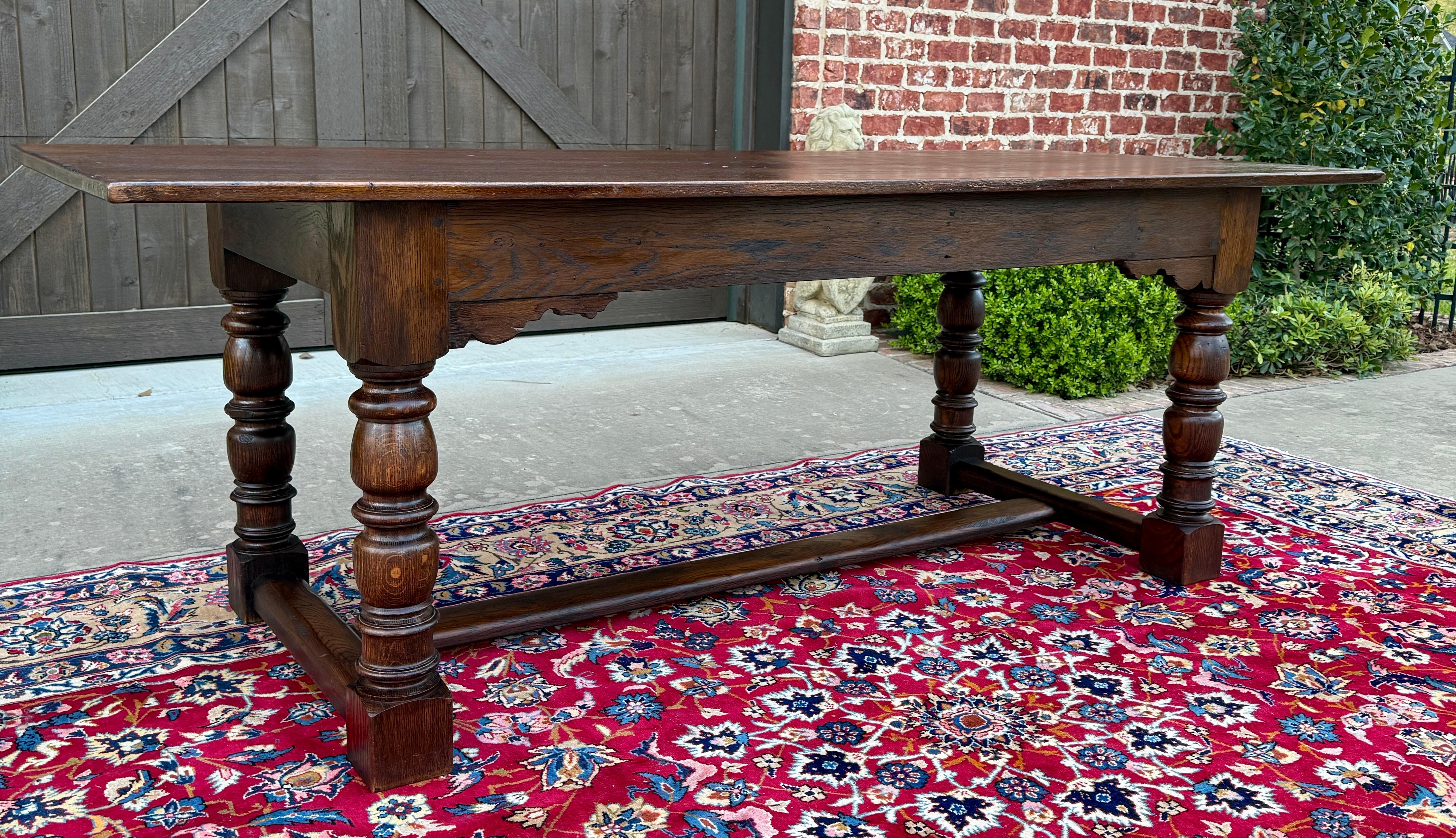 Antique English Farm Table Dining Table Farmhouse Turned Post Legs Oak 1920s-30s 6