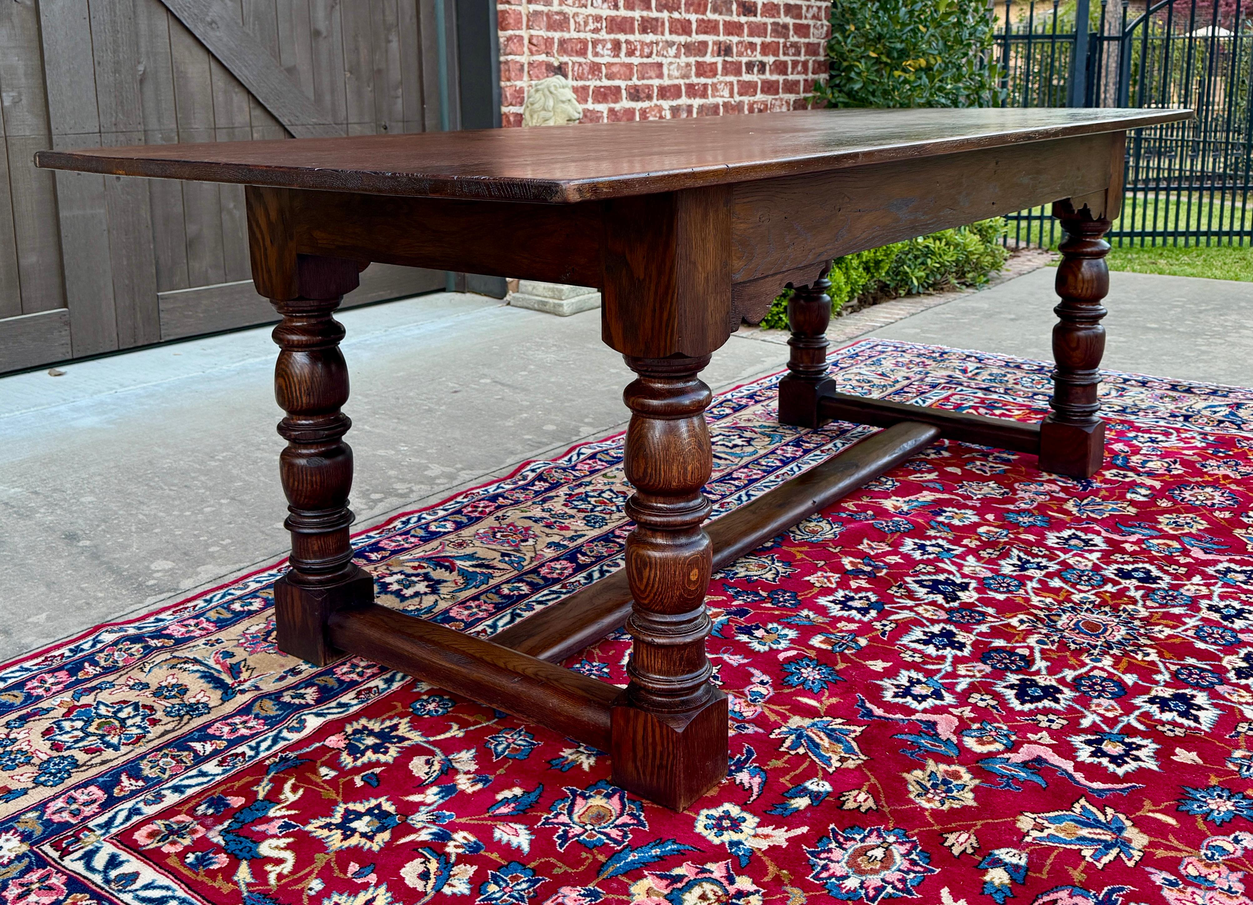Antique English Farm Table Dining Table Farmhouse Turned Post Legs Oak 1920s-30s 7