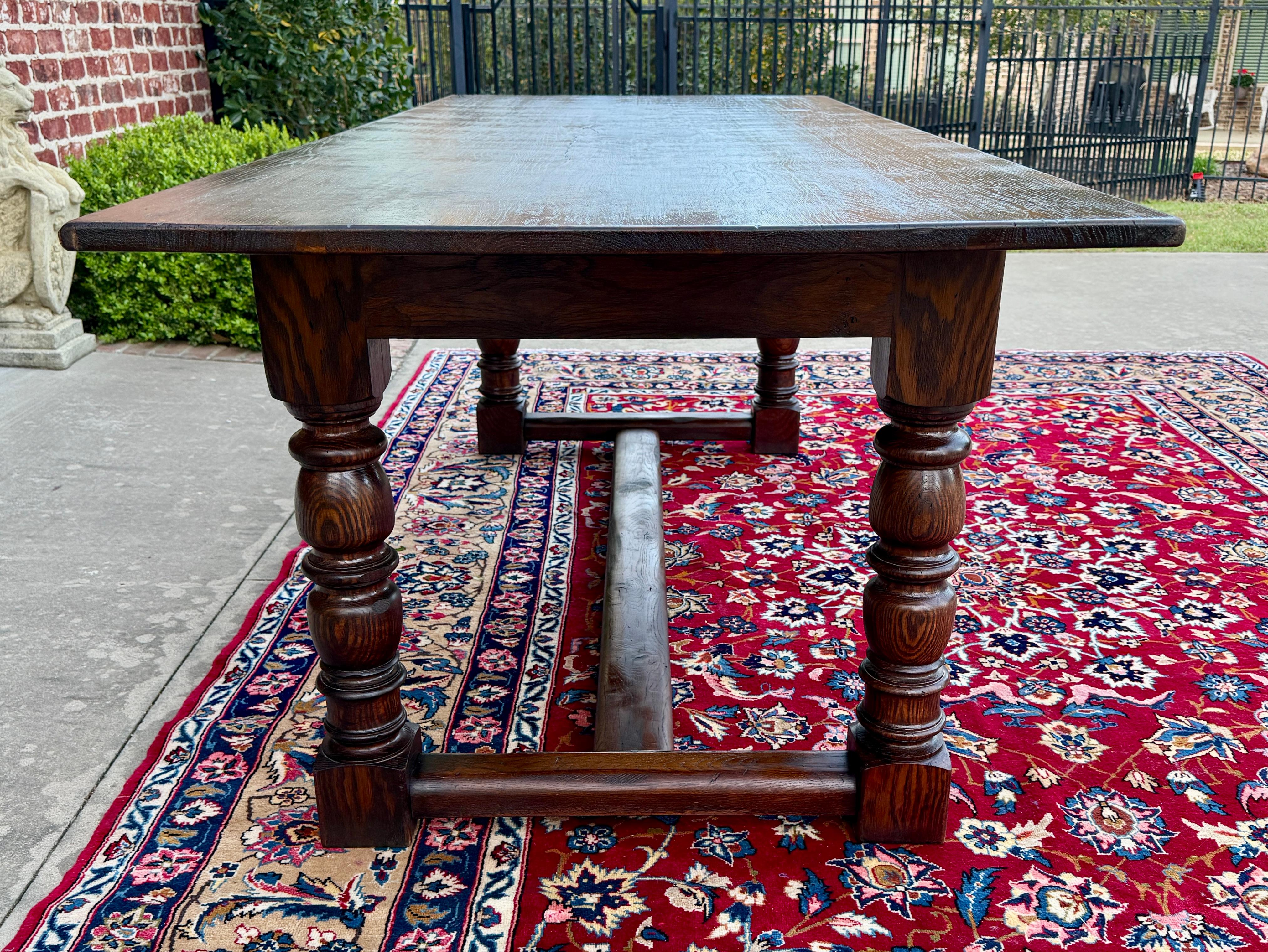 Antique English Farm Table Dining Table Farmhouse Turned Post Legs Oak 1920s-30s 9