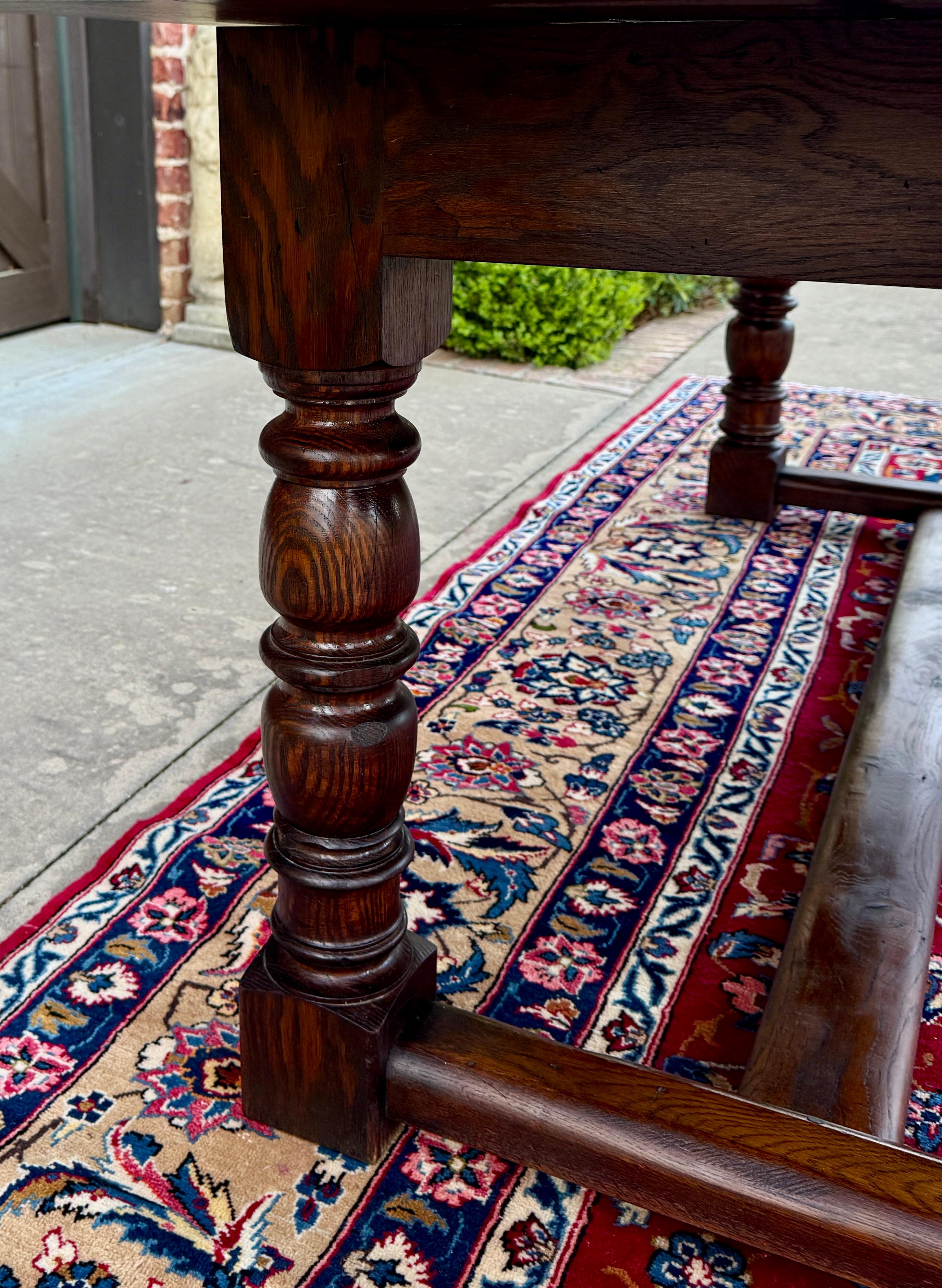 Antique English Farm Table Dining Table Farmhouse Turned Post Legs Oak 1920s-30s 10