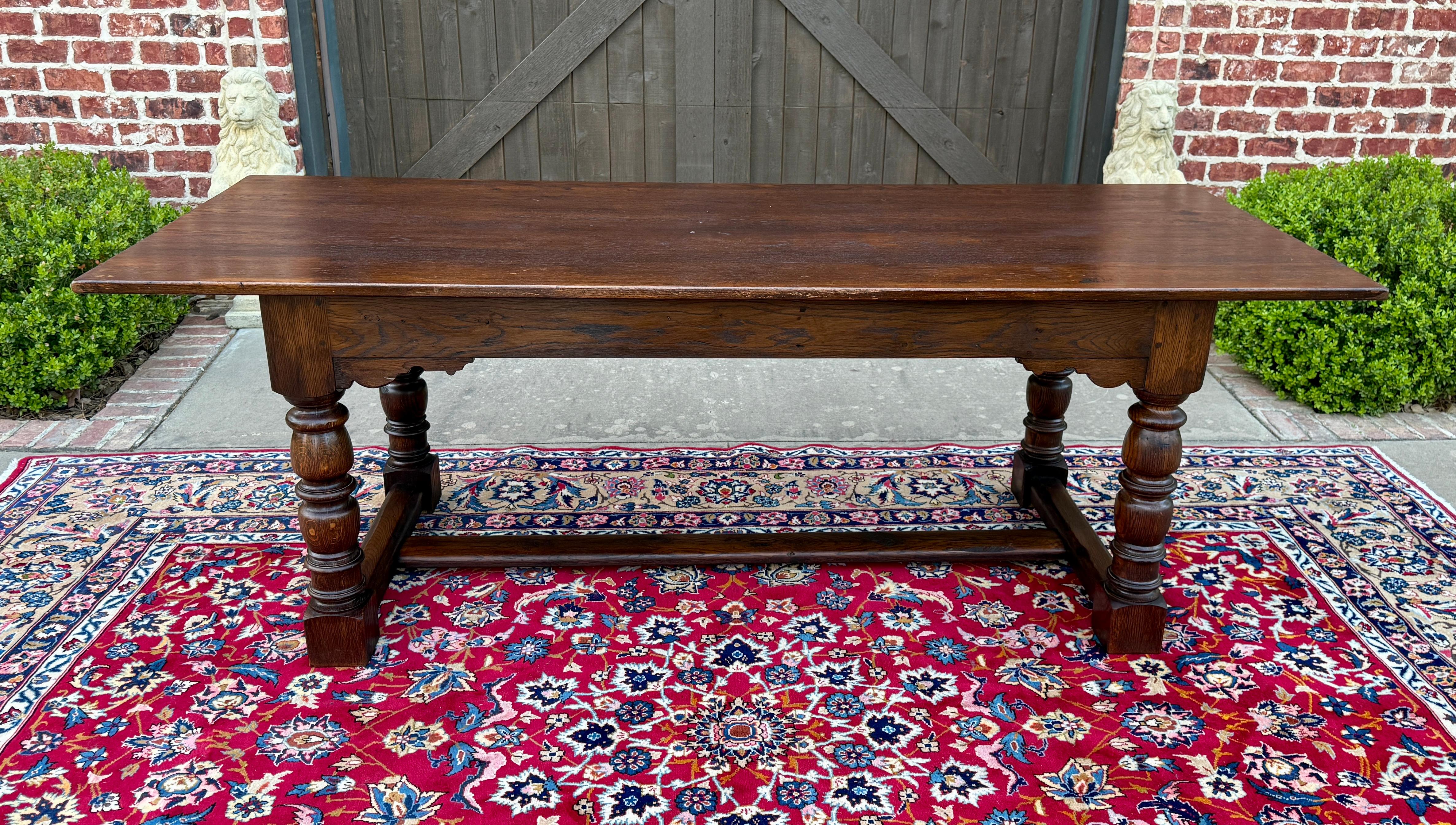 Antique English Farm Table Dining Table Farmhouse Turned Post Legs Oak 1920s-30s 11