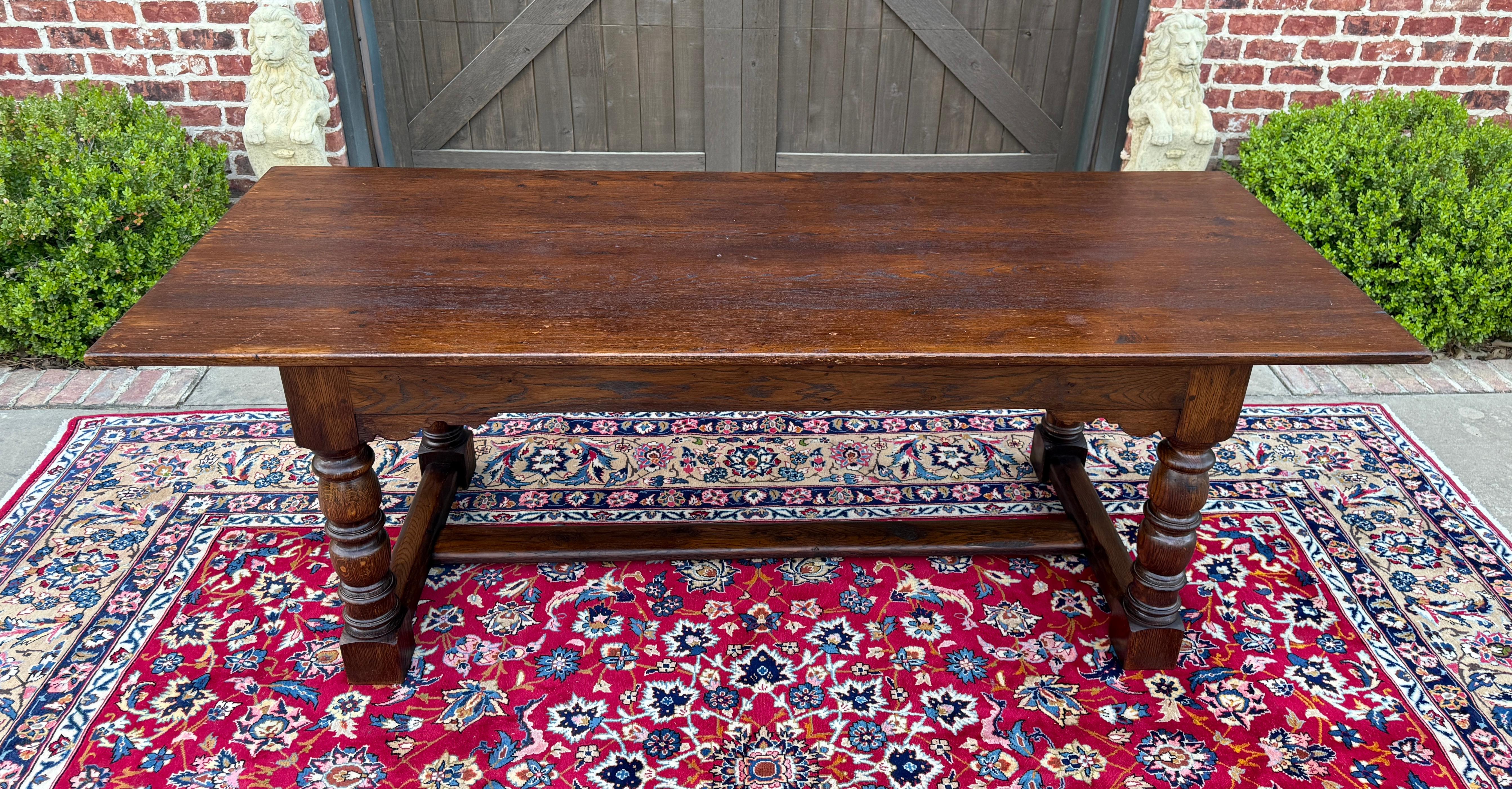 Antique English Farm Table Dining Table Farmhouse Turned Post Legs Oak 1920s-30s 13