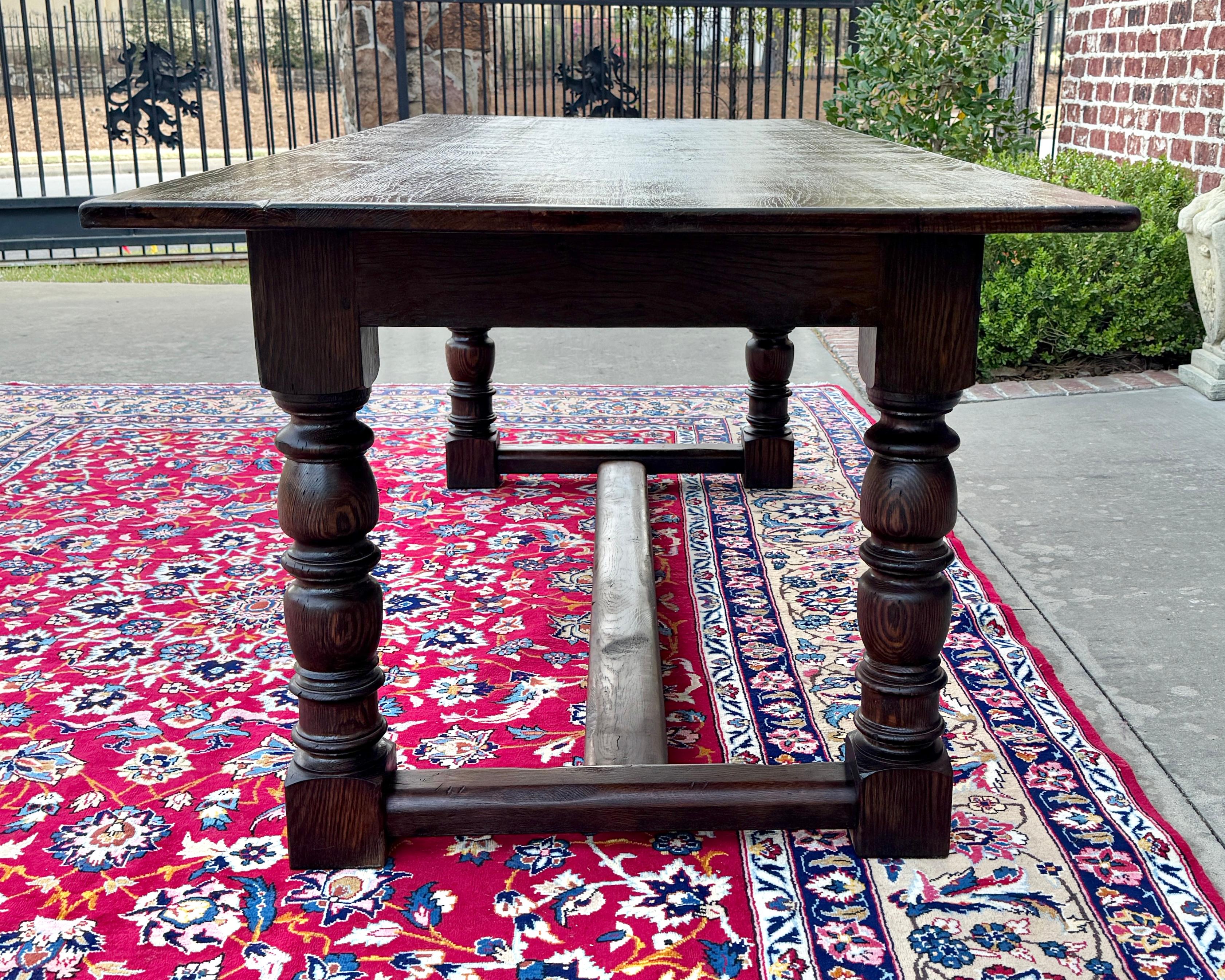 Antique English Farm Table Dining Table Farmhouse Turned Post Legs Oak 1920s-30s 1
