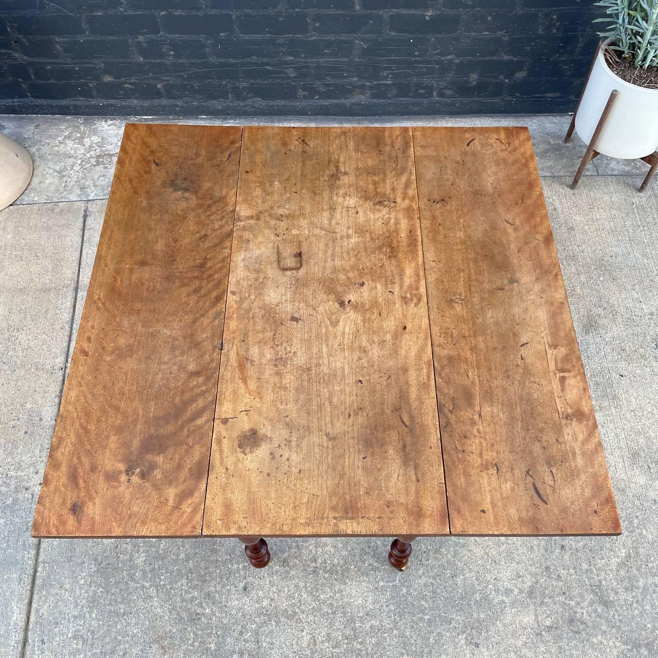 Antique English Farmhouse Country Drop Leaf Dining Table For Sale 1