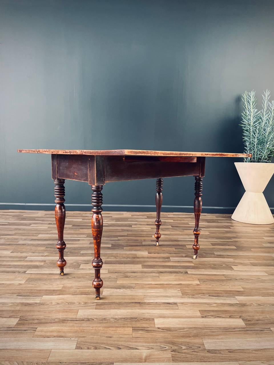 Other Antique English Farmhouse Country Drop Leaf Dining Table For Sale