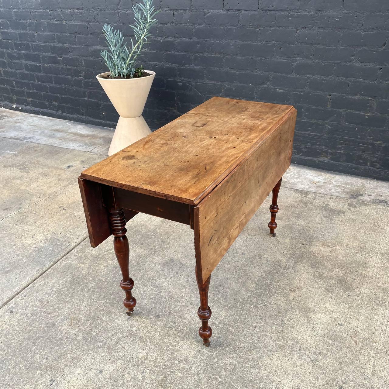 Other Antique English Farmhouse Country Drop Leaf Dining Table For Sale