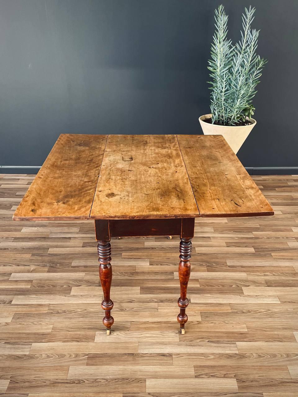 Maple Antique English Farmhouse Country Drop Leaf Dining Table For Sale