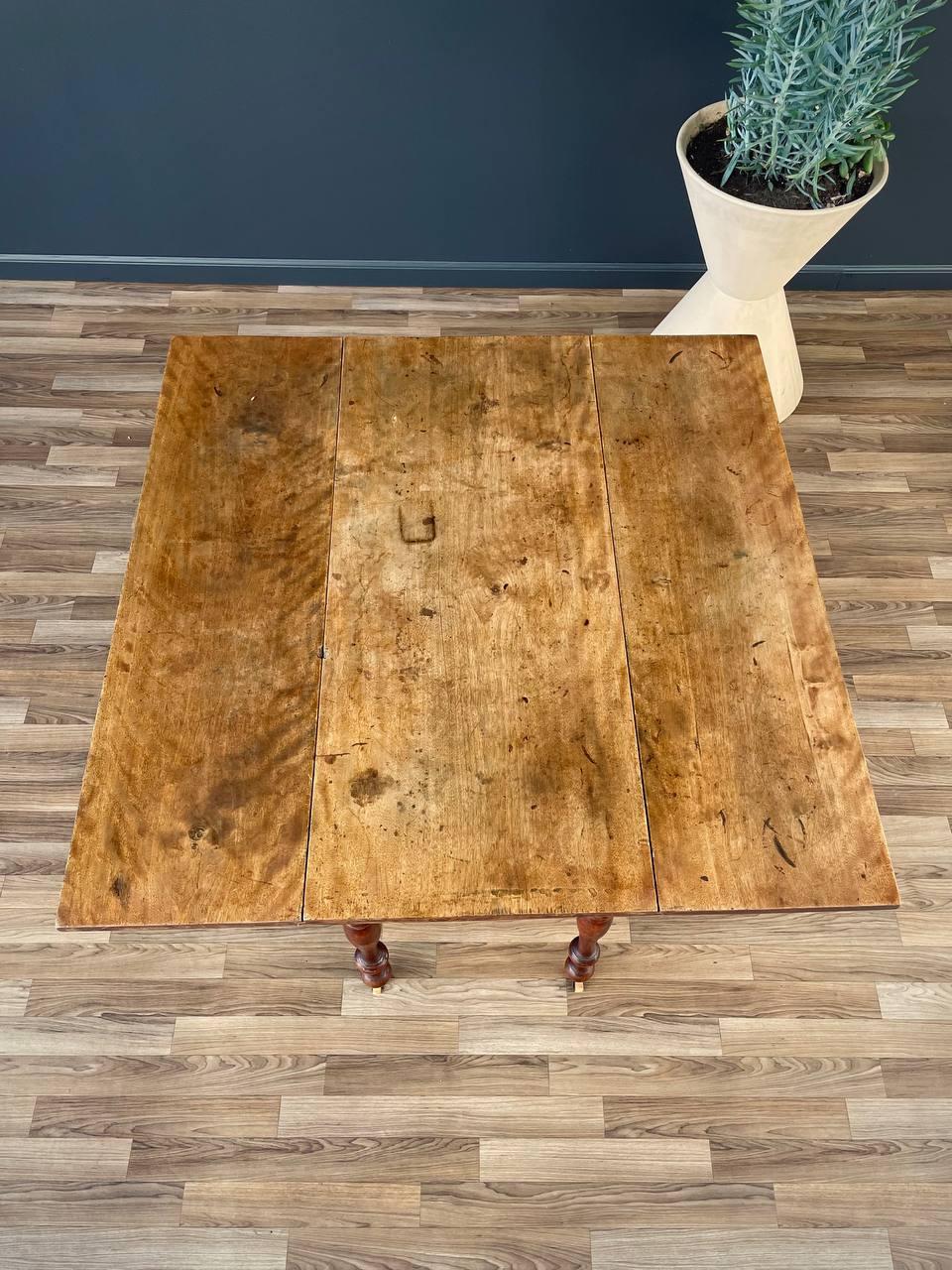 Antique English Farmhouse Country Drop Leaf Dining Table For Sale 1