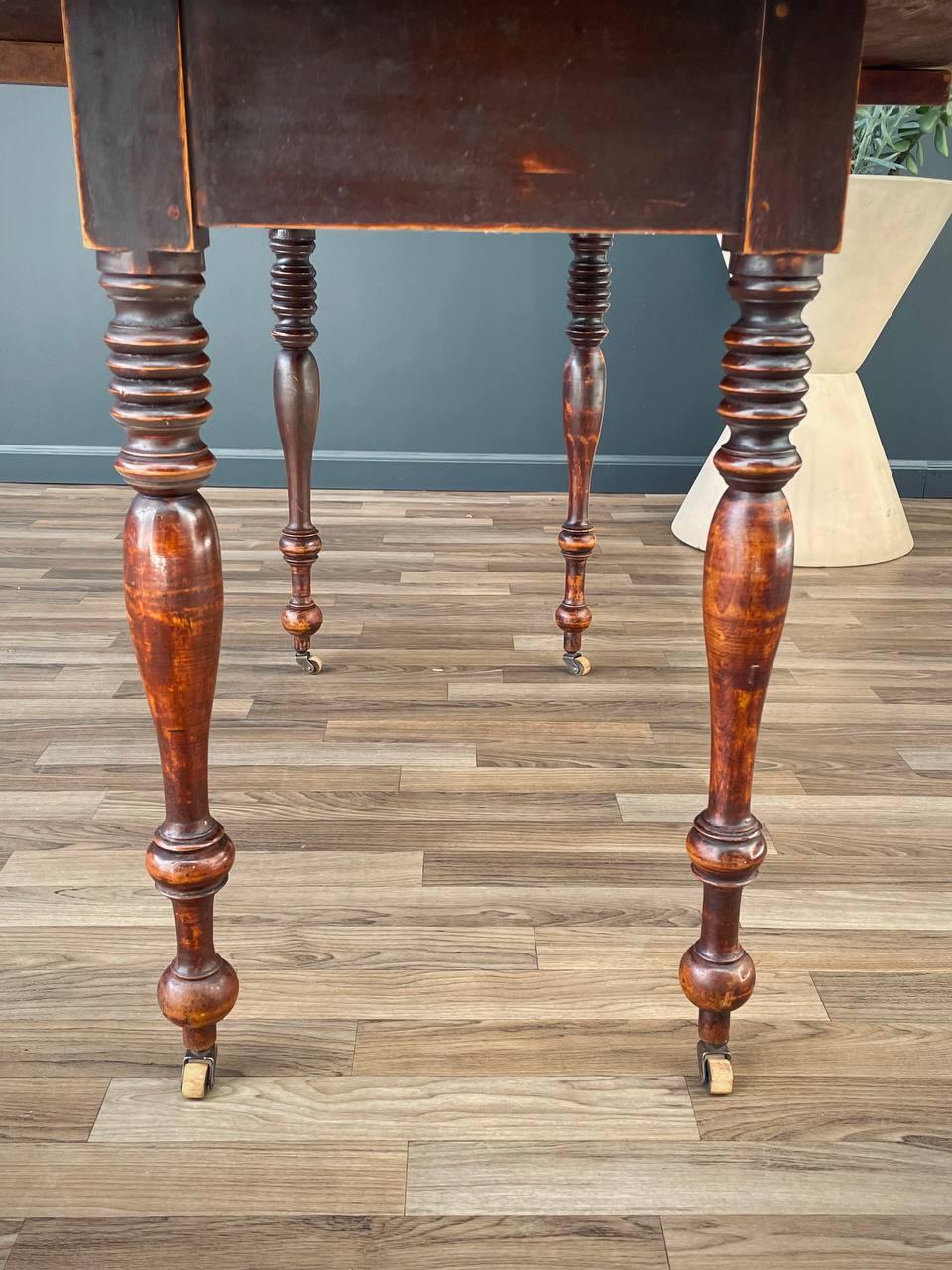 Antique English Farmhouse Country Drop Leaf Dining Table For Sale 2