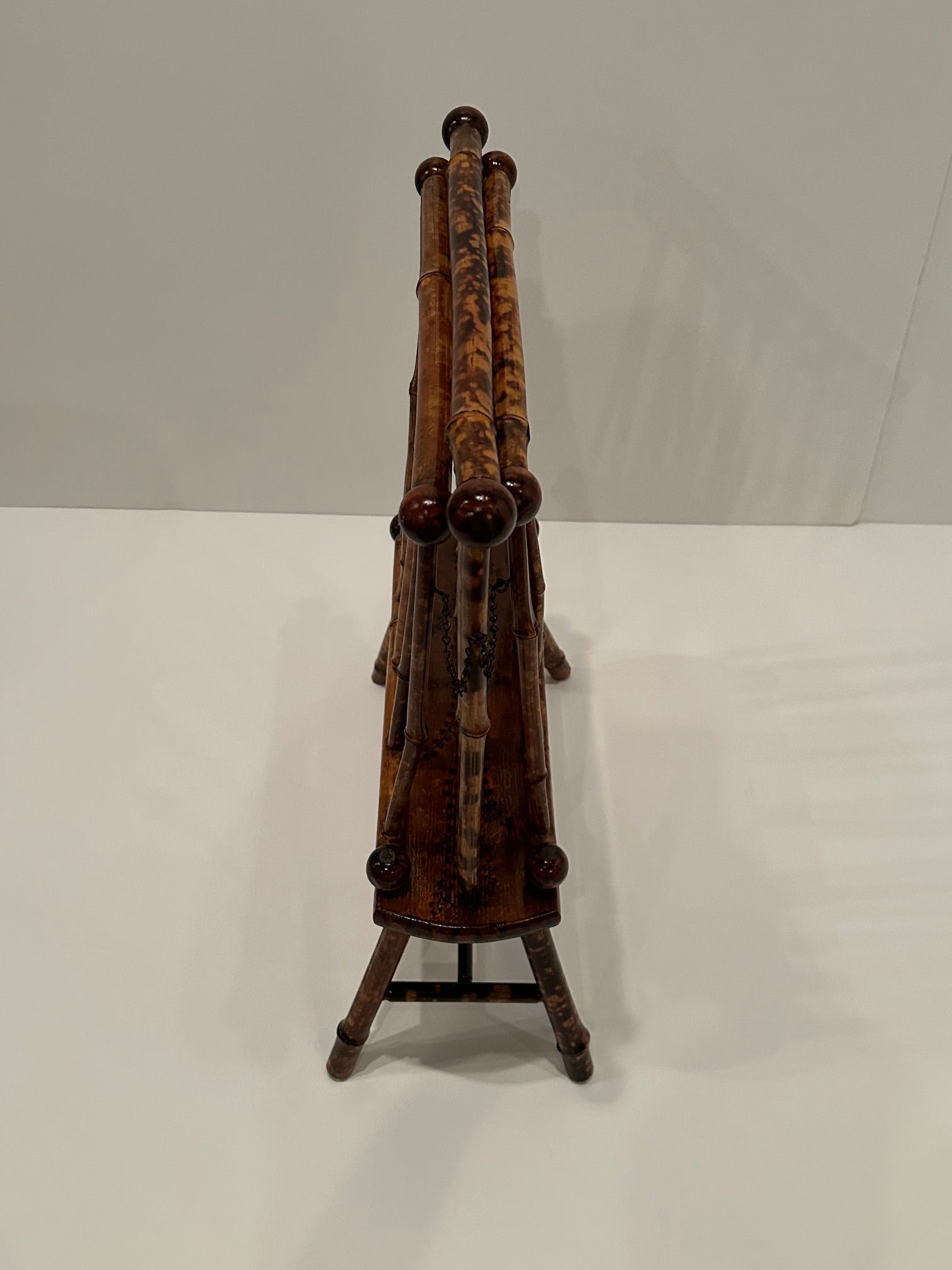 Edwardian Antique English Faux Tortoiseshell & Bamboo Magazine Rack