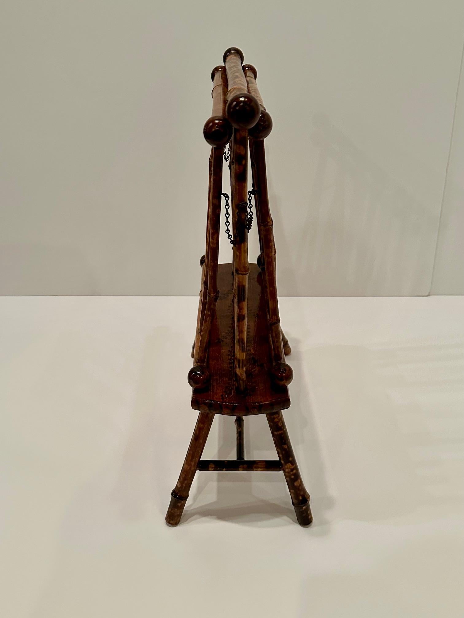 Faux Bois Antique English Faux Tortoiseshell & Bamboo Magazine Rack
