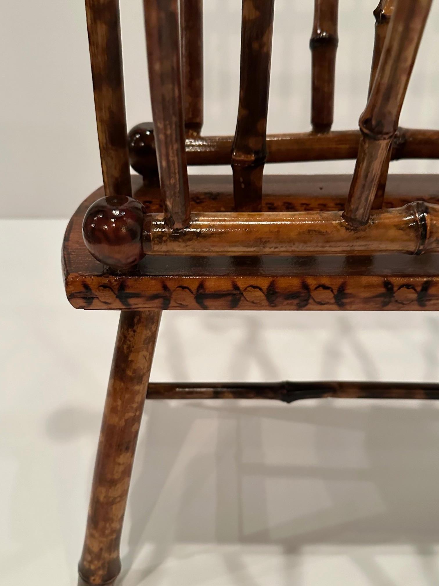 Antique English Faux Tortoiseshell & Bamboo Magazine Rack 2