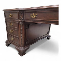 Antique English Federal Style 3 Part Mahogany Executive Partners Desk