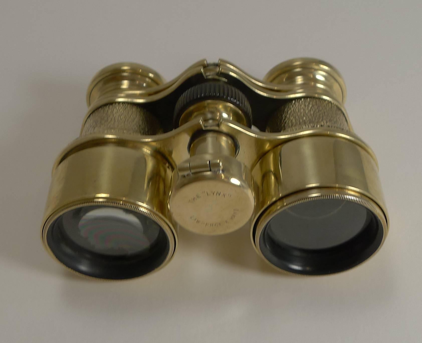 20th Century Antique English Field Glasses or Binoculars by Lawrence and Mayo, with Compass