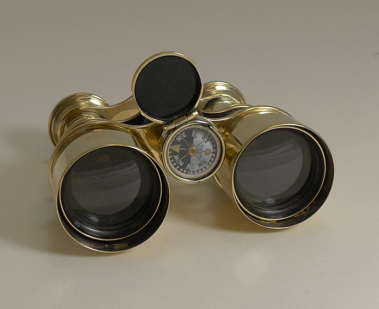 Antique English Field Glasses / Binoculars by Lawrence and Mayo - With Compass 4