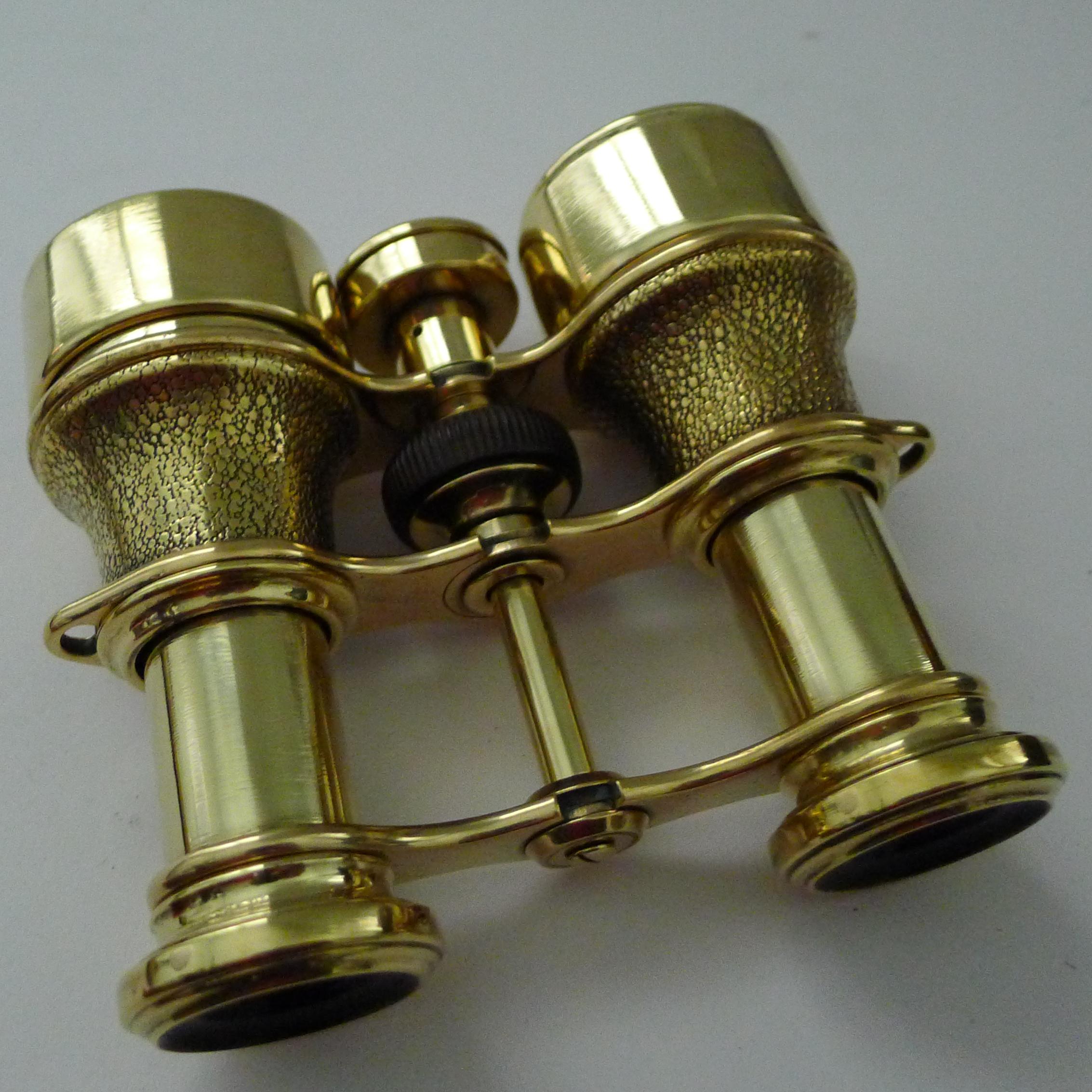Brass Antique English Field Glasses / Binoculars by Lawrence and Mayo - With Compass For Sale