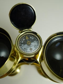 Antique English Field Glasses / Binoculars by Lawrence and Mayo - With Compass