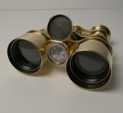 Antique English Field Glasses / Binoculars by Lawrence and Mayo, with Compass