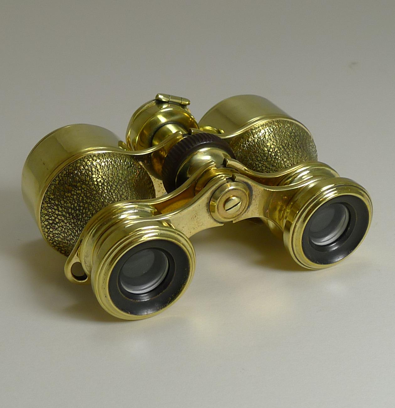 Antique English Field Glasses / Binoculars by Lawrence and Mayo - With Compass In Good Condition In Bath, GB