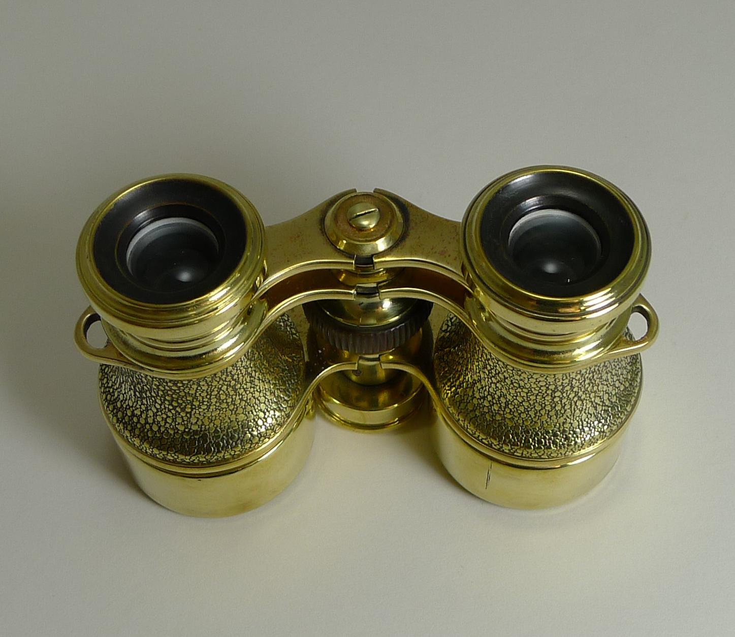 Brass Antique English Field Glasses / Binoculars by Lawrence and Mayo - With Compass