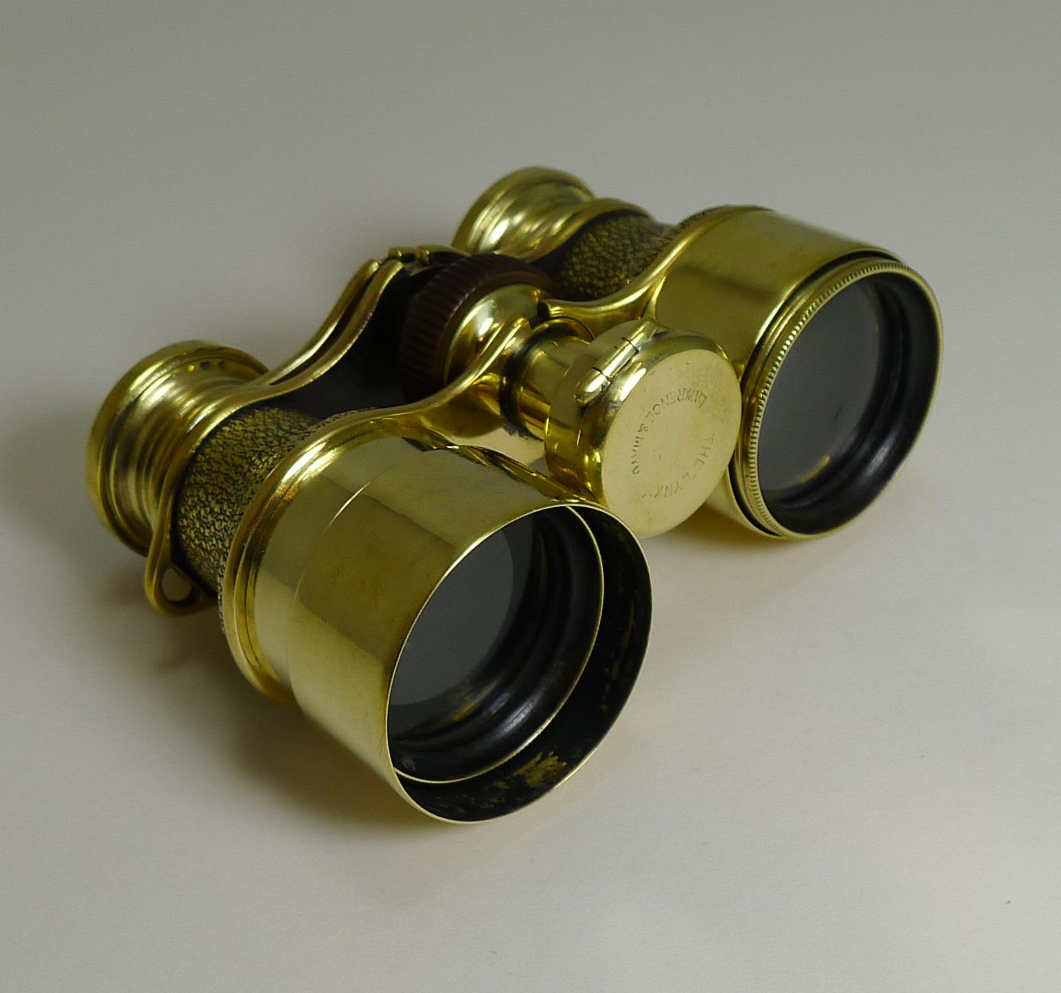 Antique English Field Glasses / Binoculars by Lawrence and Mayo - With Compass 1
